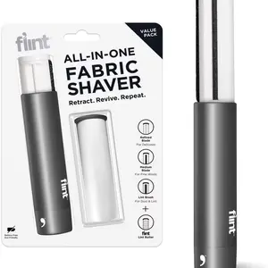 Flint All-in-One Fabric Shaver, Compact, Retractable & Travel-Friendly Fuzz Remover with 2 Fabric-Safe Care Surfaces, Lint Brush & Lint Roller, Ultimate Depiller for Clothes, Eco-Friendly