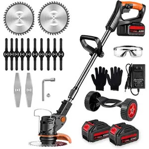 Cordless Weed Wacker, 21V Electric Cordless Weed Eater 3Types  and 2x4.0Ah  , Adjustable  Angle & Height,3 in 1Stringless Grass Trimmer, Brush  for Lawn Yard Garden