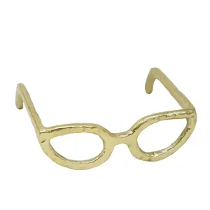212 MAIN Gold Glasses Sculpture - 4 lbs Aluminium Decoration Figure, Modern Interior Decoration Accessories, Collectibles for Living Room Home Decor Statue