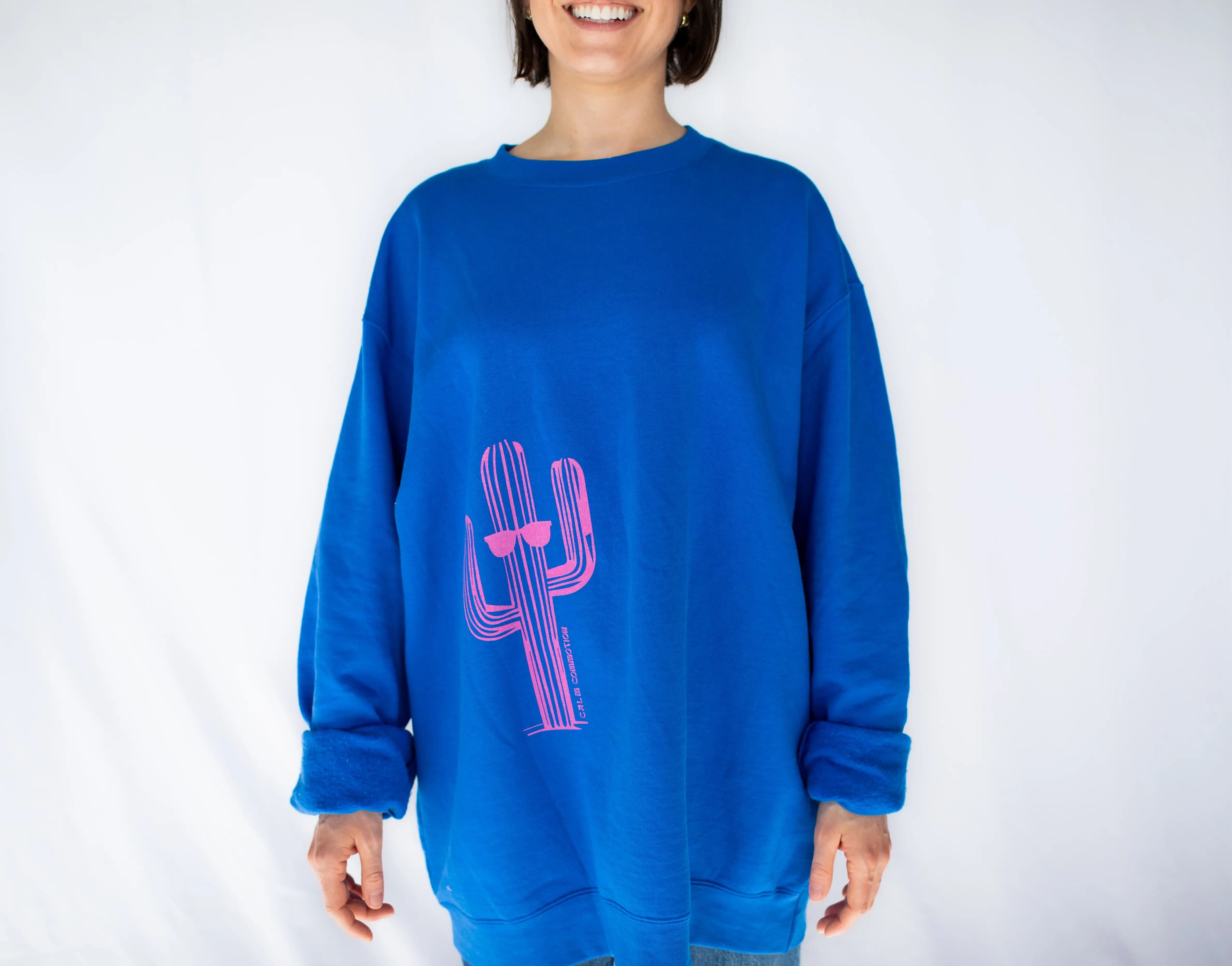 Champion Sweatshirt - Cactus Logo Calm Commotion, Unisex, Long Sleeve, Polyester - Crewneck