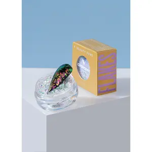 V Beauty Pure Chrome Flakes - Zenon with Colorful Flakes and Clear Base 1 Gram Iridescent Ultra Thin Flakes for Space Inspired Nail Art