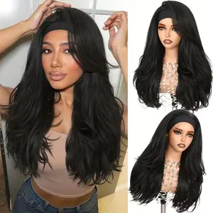Yaki Curly Headband Wig, Synthetic Layered Kinky Straight Half Wig, Wear and Go Glueless Headband Wigs for Women, Synthetic Hair Wigs, Black Woman Wigs, Synthetic Material Wigs