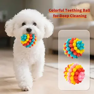 Indestructible Dog Chew Toy - Durable & Colorful Teething Ball for Aggressive Chewers, Teeth Cleaning & Training Aid
