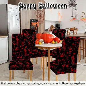 Halloween Chair Covers Set, Ghost Print Dining Room Chairs Slipcovers, Party Decorations, Indoor Home Restaurant Theme Parties