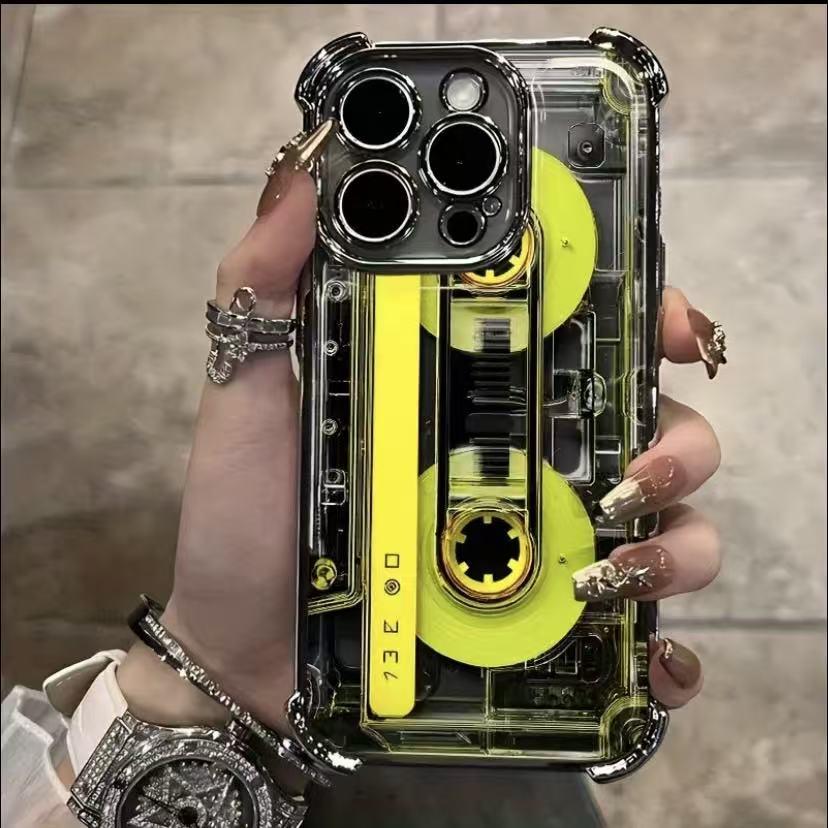 Retro Cassette Pattern Silicone Soft Phone Casesfor iPhone1716 15 14 13 12 11 Promax Pro Plus Air& Samsung Galaxy S26 S25 S24 S23 S22 S21EDGE UItra Plus FE Clear TPU ShockproofProtective Cover Gift For Birthday ThanksgivingChristmas Halloween  AI7