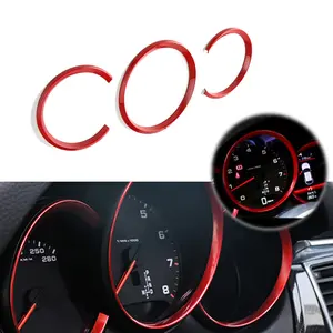 3pcs Chrome Silver Red Dashboard Surrounding Ring Trim Covers For Porsche Macan 2014-2022