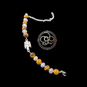 San Miguel Arcangel and ojo de tigre artesanal bracelet