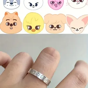 1pc Skz Adjustable Copper Ring, Simple Animal Engraved Design, Ideal for Daily Wear & Music Festivals, K-Pop Inspired, Perfect Valentine'S Day Gift, All-Season Accessory