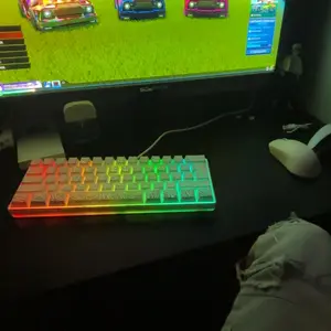 7KEYS Wired 60% Gaming Keyboard, Mini 61 Key RGB, 25 Key Anti Ghosting, Ultra Compact and Portable, Compatible with PC, Mac, Laptop (Black Outline Keycaps)