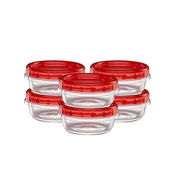 (8 Ounce 10 Pack) Twist cap Containers Clear Bottom With Red Top Screw on Lids Twist Top Food Storage Freezer Containers
