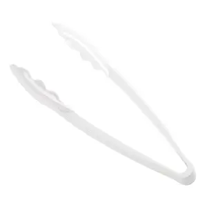 9" White Disposable Plastic Serving Tongs