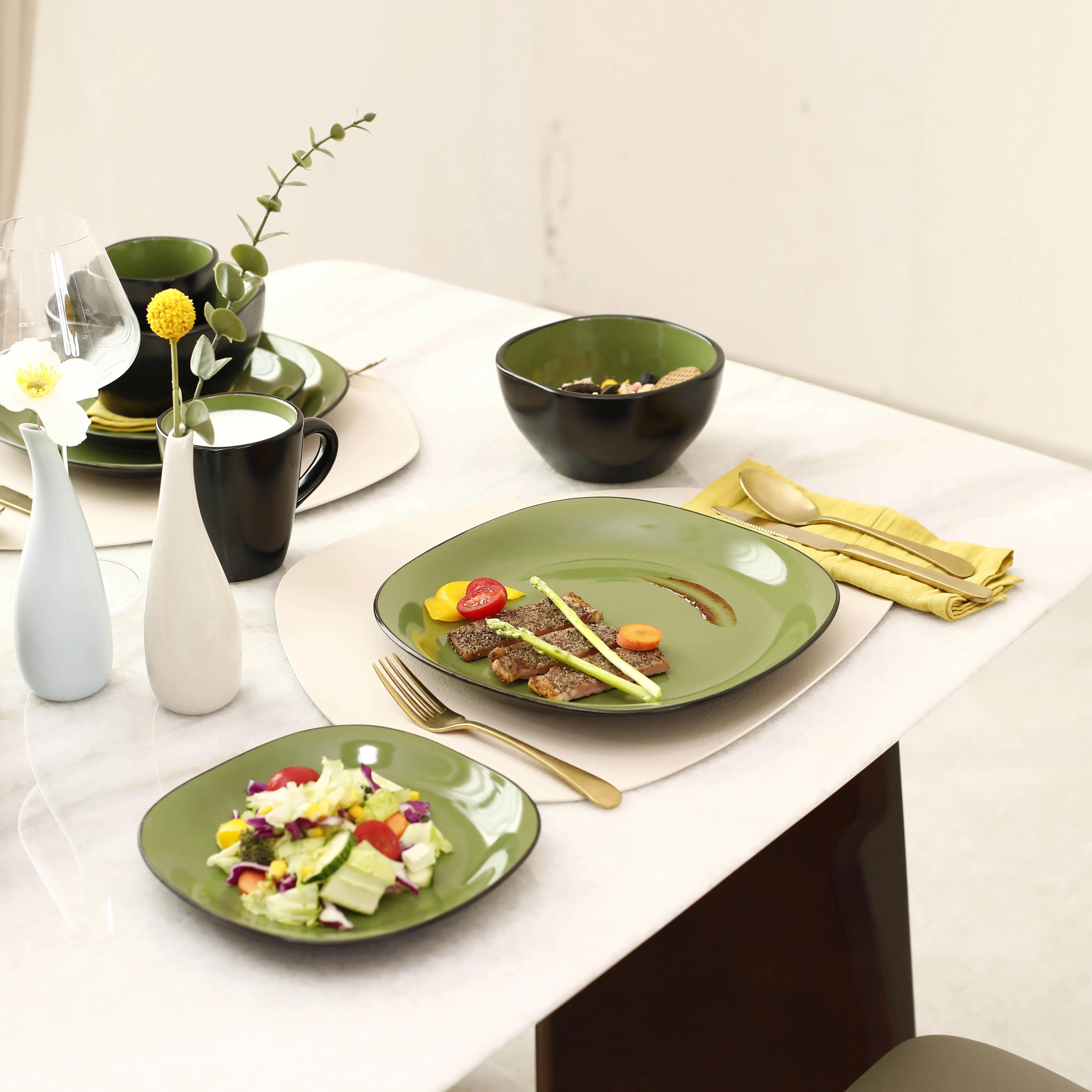 European Wedding Hotel Plates Sets Dinnerware Nordic Ceramic Dinnerware Sets Stoneware Dinner Set for Home