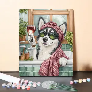 DIY Malen nach Zahlen Set-"Rosenhund"