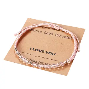 OIDEA Morse Code Bracelet for Women I Love You Beaded Adjustable Friendship String Couple Gift Card