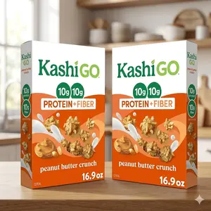 Kashi GO Protein Cereal, 10g Protein, 10g Fiber, Peanut Butter Crunch, 16.9oz Box (2 Box)