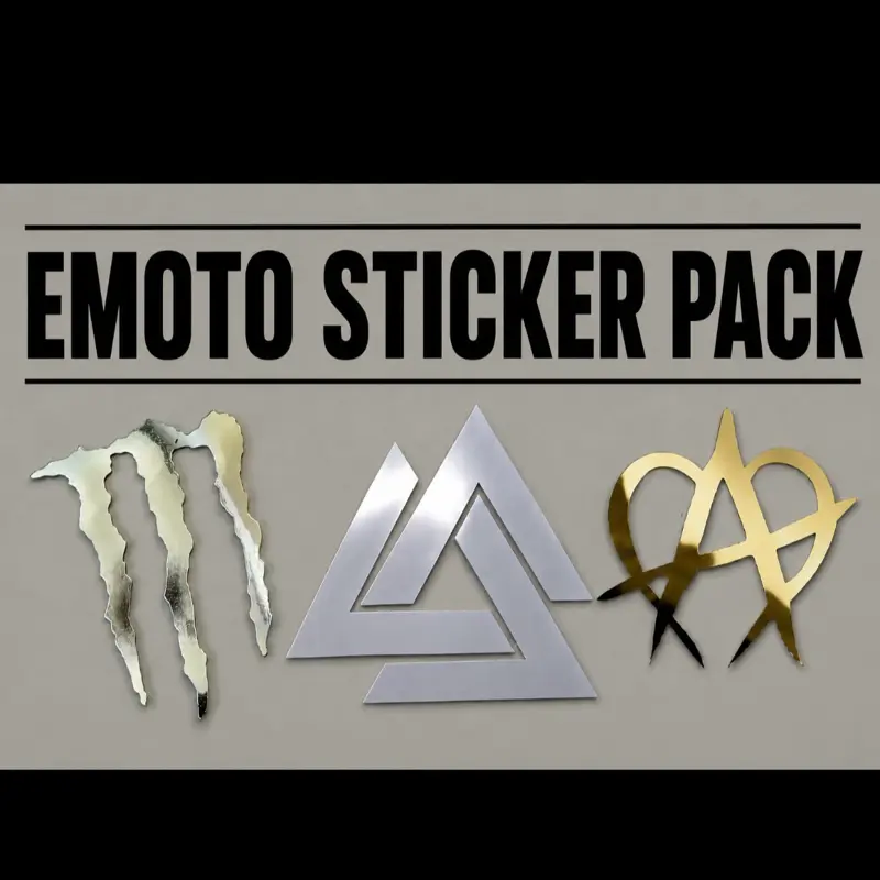 E-Moto Sticker Pack, Peel-and-Stick Automotive & Motorcycle Accessory for Vehicle Customization & Personalization, Includes 3 Decals