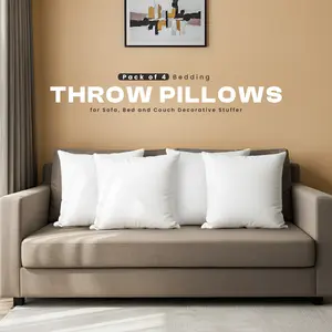 Utopia Bedding White Soft Throw Pillow Inserts – Multiple Sizes & Packs – Plush Brushed Fabric, Breathable & Durable – Sofa, Couch & Bed Decorative Cushion Inserts