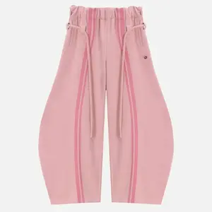 Stripe Baggy Sweatpants Oversized Barrel Pants Vintage Wide Leg Elastic Waist Lantern Trouser Unisex Bottoms