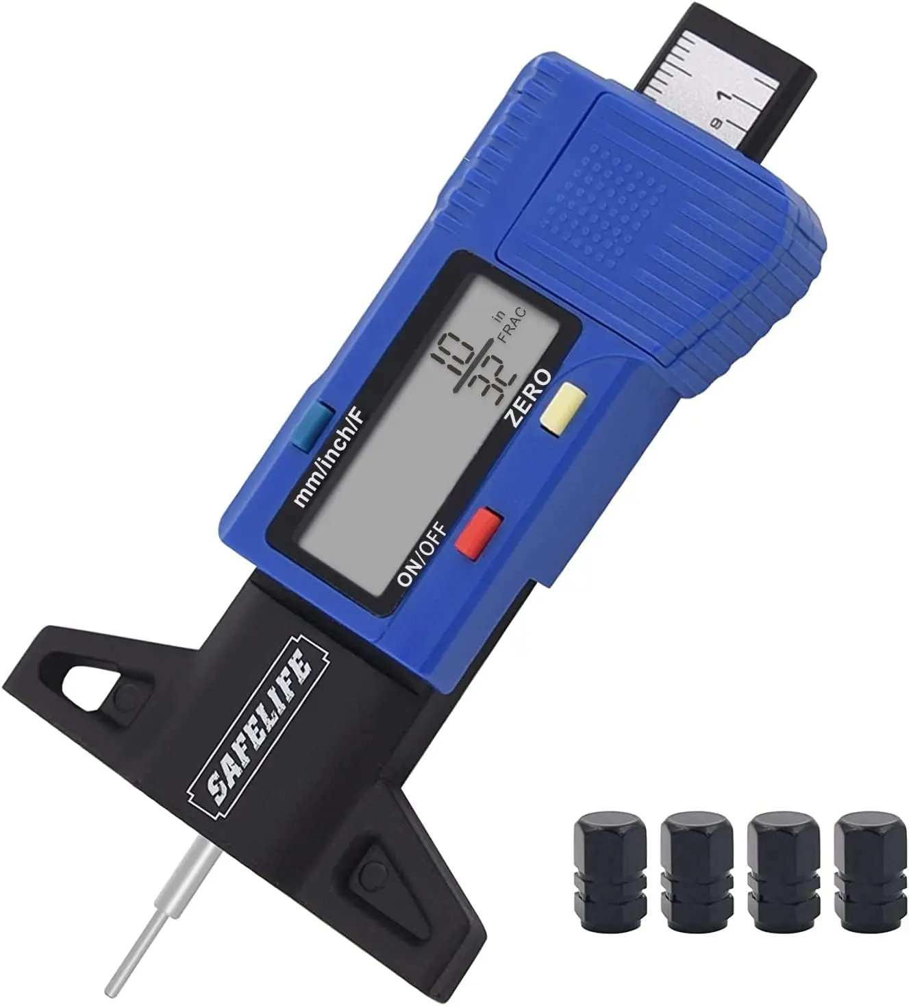Digital Tire Tread Depth Gauge, 3 Modes-Fractional Inch, Decimal Inch and Millimeter, Zeroable Tire Tread Depth Gauge for Motorcycles,Cars,Trucks,Vans,SUV Accurate Tyre Tread Depth Gauge