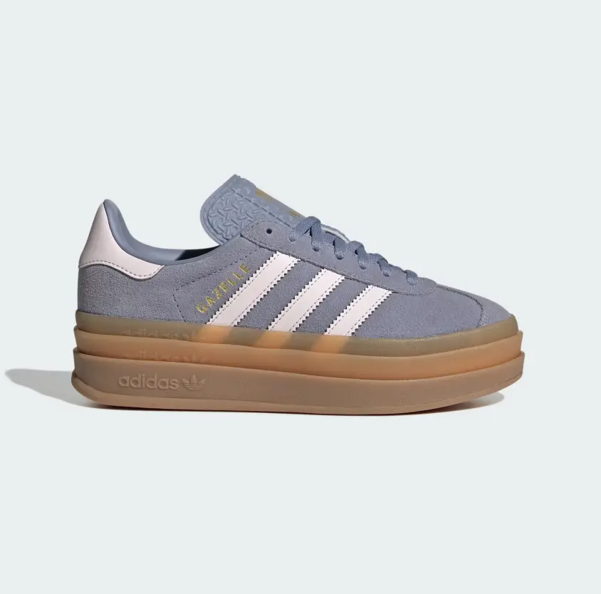 Adidas Gazelle Bold J Sneakers Silver Violet Almost Pink Gum Womens Youth Casual Shoes JQ1297