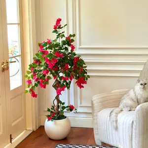 3/4/5FT Realistic Pink Bougainvillea Silk Plant Faux Flowers UV-Resistant for Outdoors No Maintenance Artificial Tree for Home Porch, Terrace & Garden Decoration Versatile Spring Decoration