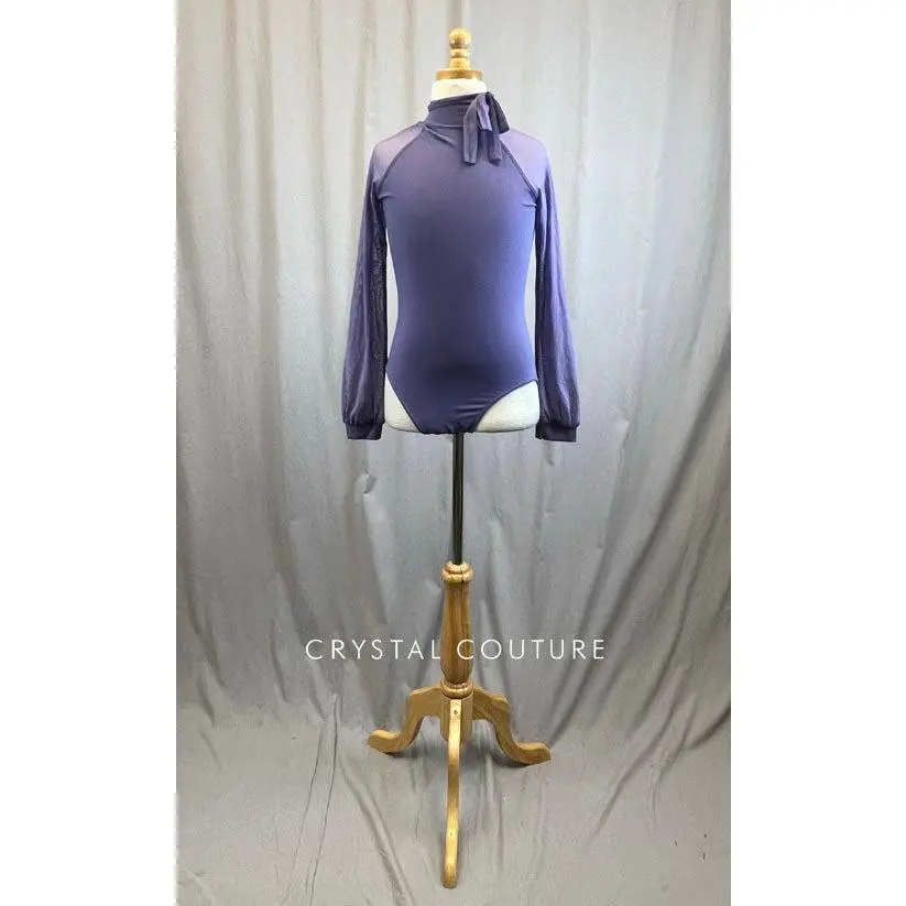 Lavender Leotard with Mesh Long Sleeves