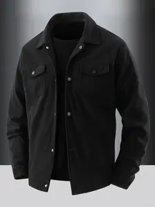 Men's corduroy workwear jacket with button front and closure - multi pocket design, men's lapel casual jacket, durable fabric, suitable for daily life, work travel, outdoor leisure and formal wear - spring autumn winter