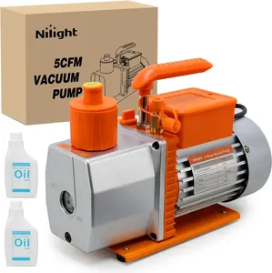 Nilight Vacuum Pump HVAC, 5 CFM 1/2 HP 110V 2 Stage AC Vacuum Pumps Kit for R22 R404a R134a R410a, 3x10⁻¹ Pa Ultimate Vacuum for Auto Air Conditioning Servicing Refrigerant Recharging, Oil Included