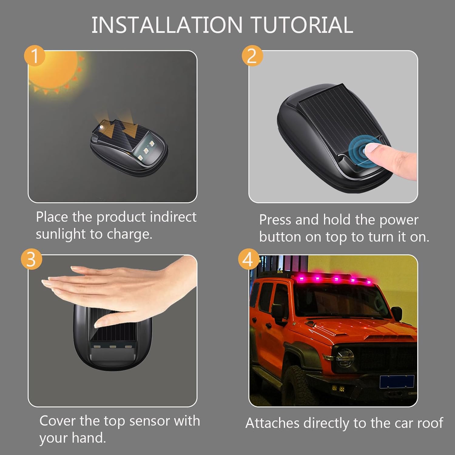Solar Car Roof RGB Strobe Light With Remote Control Cab Signal Lamp Wireless No Punch LED Truck Pickup Warning Lights for Camping Enhanced Night Visibility & Interior Lighting Solar Car Roof RGB Strobe Light With Remote Control Cab Signal Lamp Wireless No Punch LED Truck Pickup Warning Lights for Camping Enhanced Night Visibility & Interior Lighting