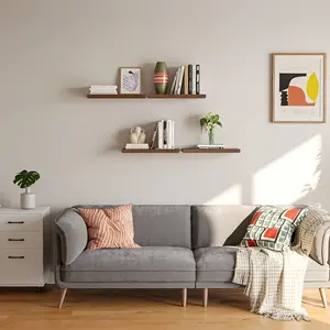 4 Pcs Rural Style Wall Mounted Floating Shelves with Carbon Steel Invisible Brackets, Wall Mounted Corner Shelves, Kitchen Rack, Industrial Pipe Shelves, Wall Mounted Headboard Shelves, Space-Saving Wall Shelves