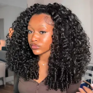 ISEE HAIR 250% Density Burmese Curly Half Wig Glueless Human Hair Wig - InvisiFit Strap Flip Over Wig with Drawstring Cap Invisible Hairline, Beginner-Friendly, Seamless Blend, Summer Hairstyles Beach Essentials#SummerWins #DealsForYouDays
