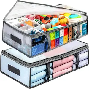 Under Bed Storage Box, Plastic Under Bed Storage Container, Handled Clothing Organizer Bag, Ideal for Bedroom Use