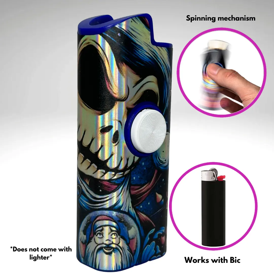 FLKR LYTR Fidget Spinner Lighter Case "Jack Skelly" for Bic Spinner Lighter Case | FLKR LYTR