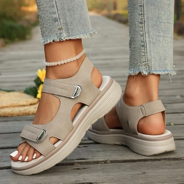 Summer beach slide，Women's Footwear 2026 New Arrivals—Non-slip, Plus-Size, and Comfortable. Lightweight, Breathable Beach Sandals featuring Velcro Straps and Thick Soles—A Versatile, All-Match Style