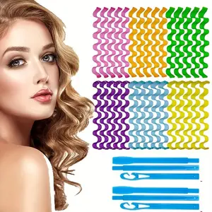 30pcs Heatless Wave Curlers, No Heat Damage Hair Styling Tools, 2 Sets Clips, Heatless Curling Set, Suitable for Long Medium Short Hair, 6 Colors, 45cm/17.7in