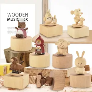 Handcrafted Rotating Wooden Music Box Collection – Nordic-Inspired Characters (12 Styles)