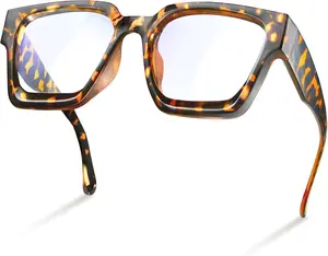 up to 99% Blue Light Blocking Glasses for Woman - Rectangle Fashion Glasses for Computer, Chic Preppy Frame