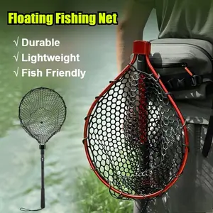 Floating Fishing Net with Handle, Folding Fishing Net for Easy Storage – Telescopic Landing Net for Bass, Trout, Kayak & Boat Fishing,Durable, Lightweight & Fish Friendly