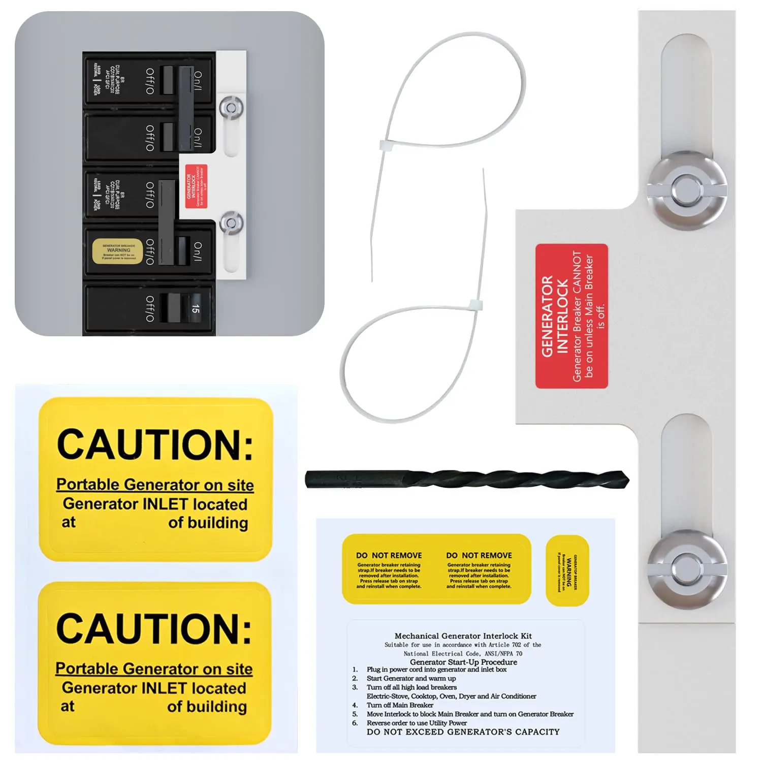 Generator Interlock Kit for  Cutler Hammer BR Series 100&125Amp Panels