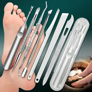 7pcs Stainless Steel Nail Care Set For Dead Skin And Calluses, Unscented Cuticle Remover Tools Kit For Elderly, Precision Cutting Edge For Smooth Removal - Includes Nail File And Cleaner, Nail Art Manicure