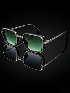 New Retro Square Small Frame Trendy Metal Punk Style Sunglasses, Metal Frame   PC Lenses, Unisex Streetwear Sunglasses, Minimalist High-end Look,htweight and Non-pressing, Lightweight Fit, Face-slimming Magic Tool