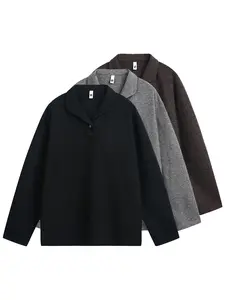 CCCMAI Men's Autumn Outfit Knitted Turn-Down Collar Loose Fit Basic Sweater Breathable Fashion Casual Solid Color Pullover Knitwear Spring Comfort Menswear Tops