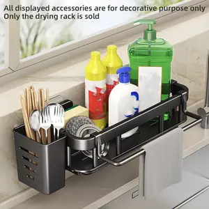 Multi-Functional Wall-Mounted Drying Rack, Kitchen Storage Shelf, Spice Holder, Soap Sponge Rack, Sink Organizer, Home Kitchen Essentials