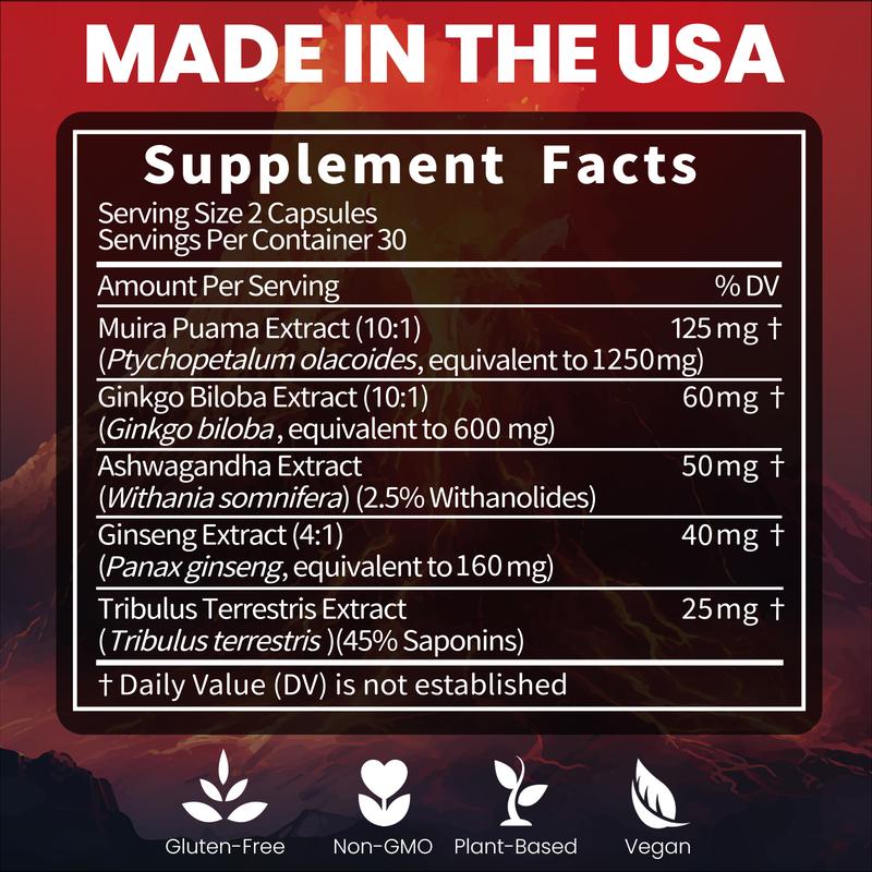 MAX ENERGY Energy Stamina Supplement - Ginseng, Ginkgo, Tribulus, Ashwagandha, Brain Support, Immune Support, Antioxidant, Herbal Supplements