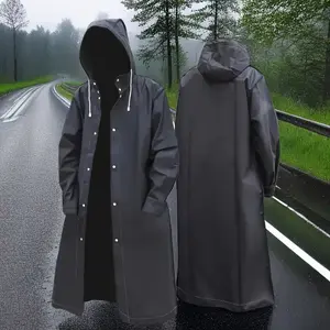 Black Adult Long Rain Jacket with Hat for Outdoor Activities Hiking Fishing Rock Climbing Waterproof Raincoat Rainy Days Full Body Cover Waterproof Raincoat
