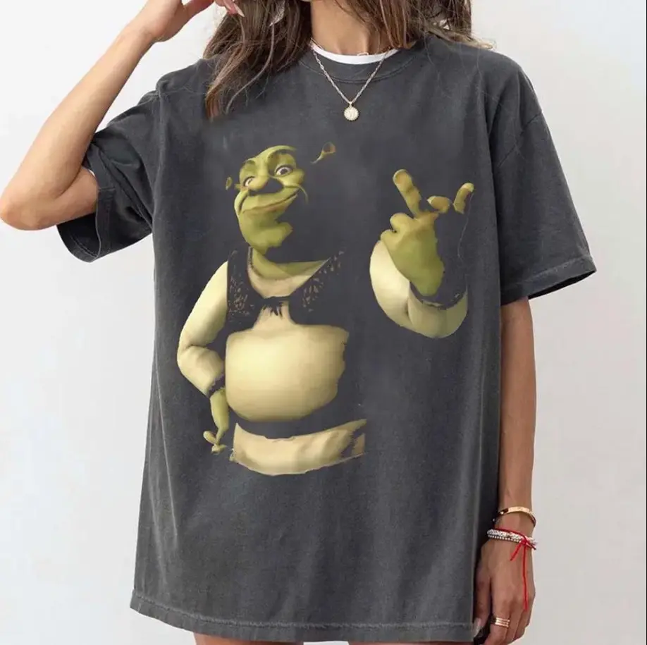 Vintage Shrek Meme T-Shirt, Funny Shrek Middle Finger Shirt, Sarcastic Graphic Tee, Oversized Streetwear Top, Gift for Men and Women, Trending T-Shirt