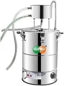 YUEWO 110V Electric Heating Automatic Alcohol Still Water Distiller Whiskey Barrel Wine Making Kit for Home Countertop for DIY Vodka Alcohol Distilled Water