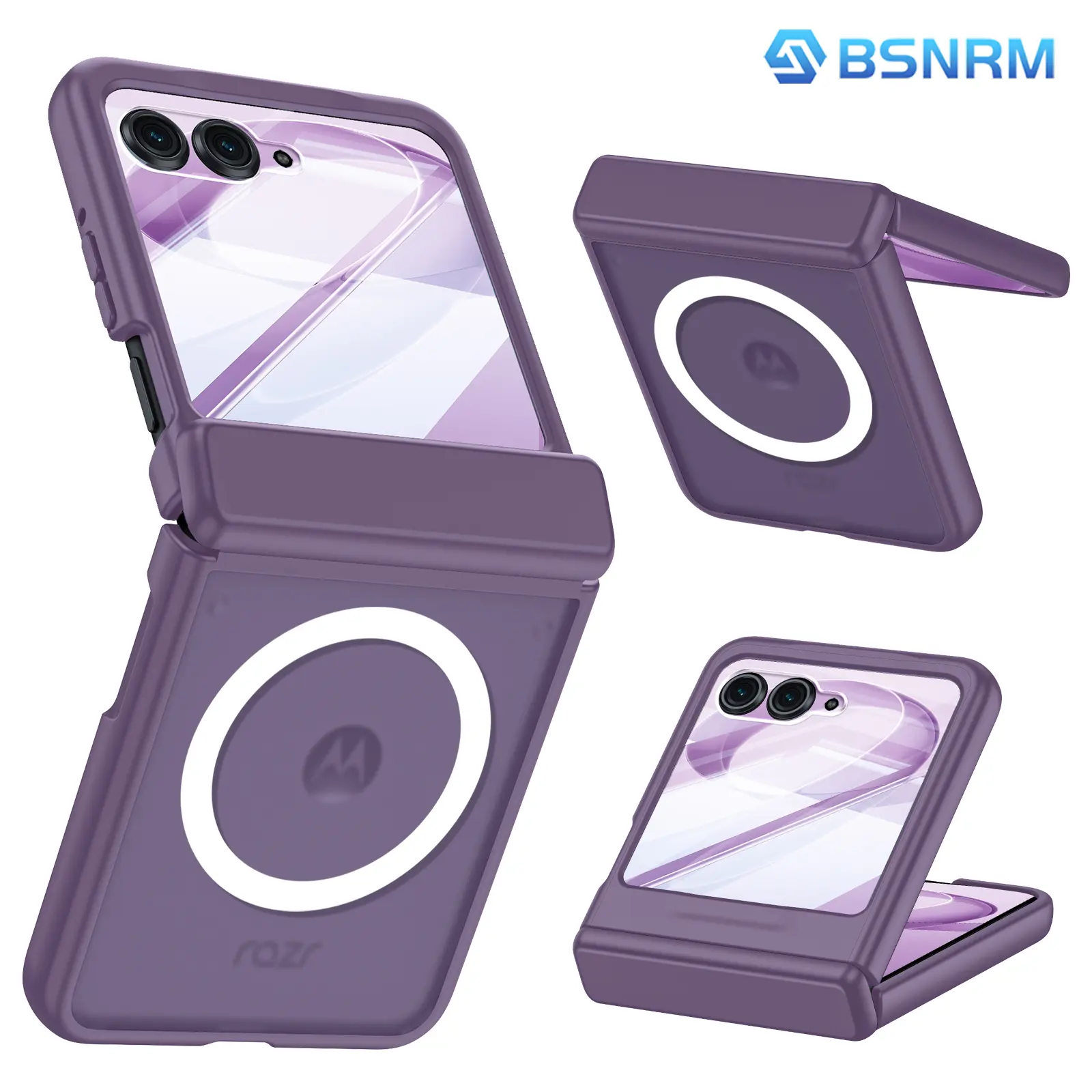 BSNRM For Motorola Razr 2026/2025/2024 Case, Slim Translucent Magnetic Cover with Hinge Protection, Screen Protector, Shockproof Anti-Fingerprint Phone Case