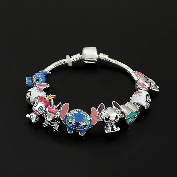 Cute Stitch Beaded Bracelet, Kawaii Stitch Charm Snake Chain Bracelet for Women Cute Stitch Beaded Bracelet, Kawaii Stitch Charm Snake Chain Bracelet for Women