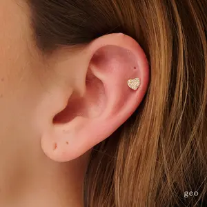 16G Dainty Heart Cartilage Stud Earrings Tragus Stud Heart Conch Earrings Cartilage Helix Stud Flat Back Labret Stud Heart Ear Piercings